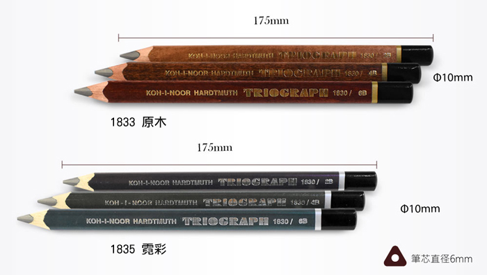 KOH-I-NOOR jumbo triangular graphite pencil 1833  1835  2B/4B/6B
